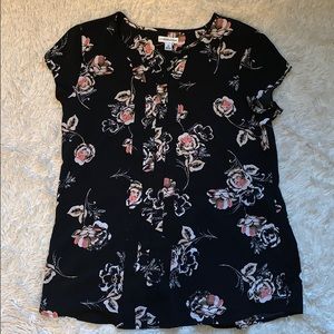 Black Floral Print Blouse